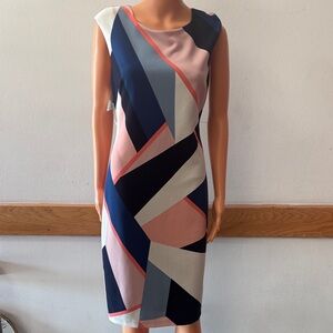 Vince Camuto Colorblock Midi Dress in Navy and Pink